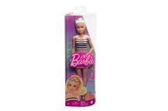Barbie modell-rózsaszín szoknya és csíkos felső HRH11