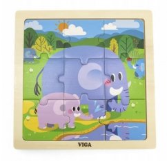 Puzzle de madera 9 piezas - elefantes