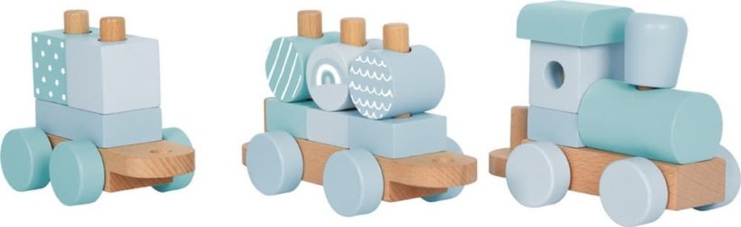 small foot Nasazování Dřevěný vláček modrý
