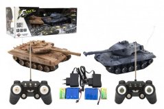 Tanque RC 2 piezas 25 cm tanque de batalla + pack recargable 27MHZ y 40MHz con sonido y luz