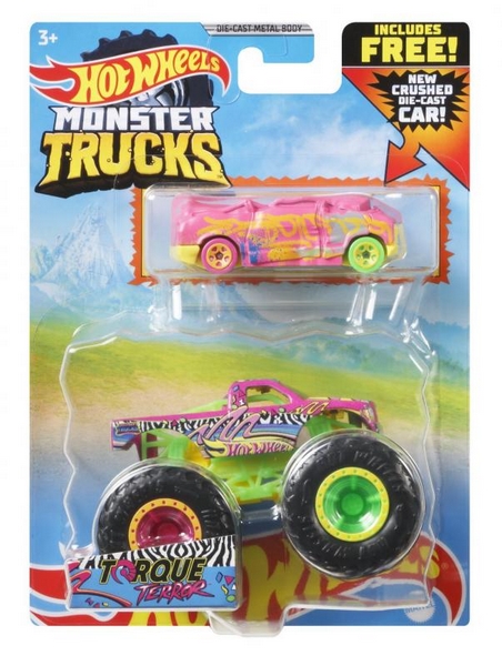 Hot Wheels Monster Trucks egy kis autóval