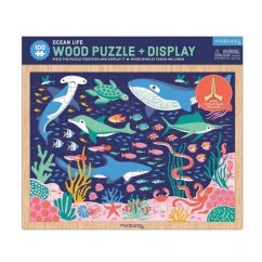 Mudpuppy Puzzle din lemn Ocean Life + Afișaj 100 piese