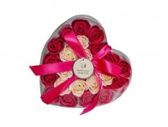 Jabón flor de rosa 24x4g en caja con forma de corazón