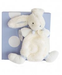 Coffret cadeau Doudou - Lapin en peluche bleu 26 cm