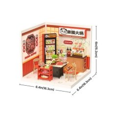 RoboTime 3D dřevěná skládačka Miniatura domečku Asijské bistro Panda Hot Pot