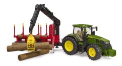 Bruder 3154 traktor John Deere 7R 350 se zadním přívěsem a 4 kládami