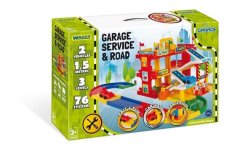 Garage service 3 étages + piste 1,5m + 2 voitures plastique dans boîte Wader