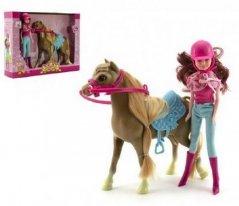 Kôň + bábika džokej plast v krabici 34x27x7cm