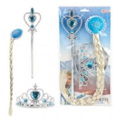 Set de frumusețe din plastic coroană, sceptru, împletitură Ice Kingdom