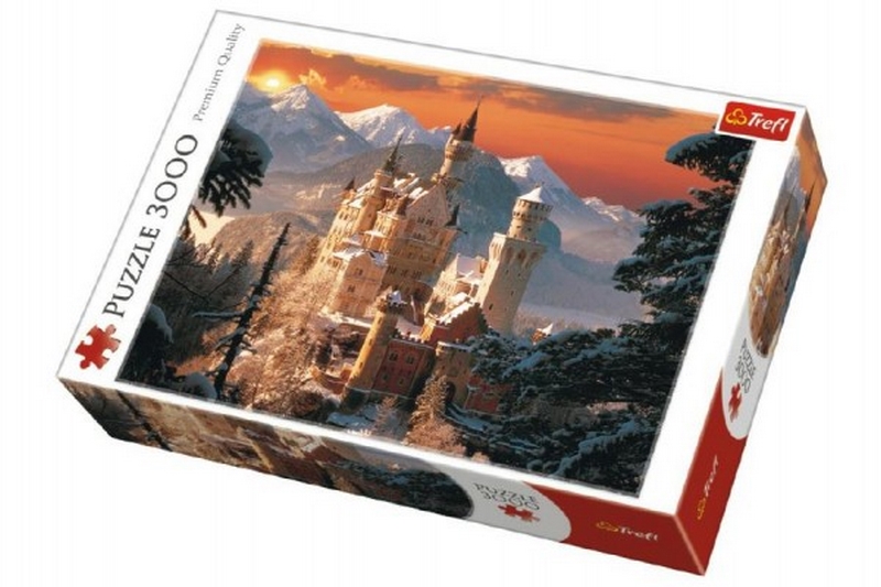 Puzzle Zimowy zamek Neuschwanstein 3000 elementów 116x85cm w pudełku 40x27x9cm