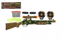 Pistole/Puška se zaměřovačem plast 51cm + pěnové náboje 8ks, brýle