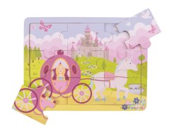 Bigjigs Toys Dřevěné puzzle princezna s kočárem