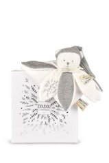Doudou Zestaw upominkowy Pluszowy miś z czapką 25 cm szary