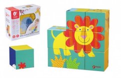 Cuburi Animale sălbatice/Zoo Lemn 9 buc. în cutie 20x18x6cm 12m+