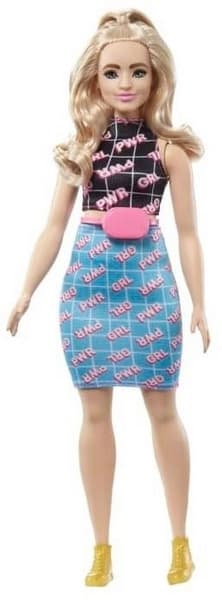 Barbie Modelka - čierno-modré šaty s obličkami HJT01 TV