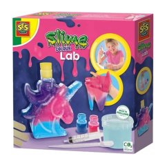 Production de slime - une licorne colorée dans un tube