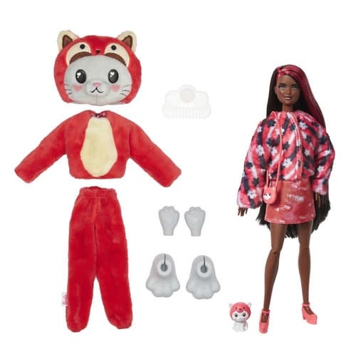 Barbie CUTIE REVEAL BARBIE V KOSTÝMU - KOTĚ V ČERVENÉM KOSTÝMU PANDY