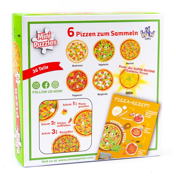 Puzzle mini Pizza 6 různých motivů 36 dílků
