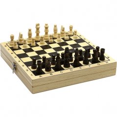Jeujura Șah și dame din lemn în cutie