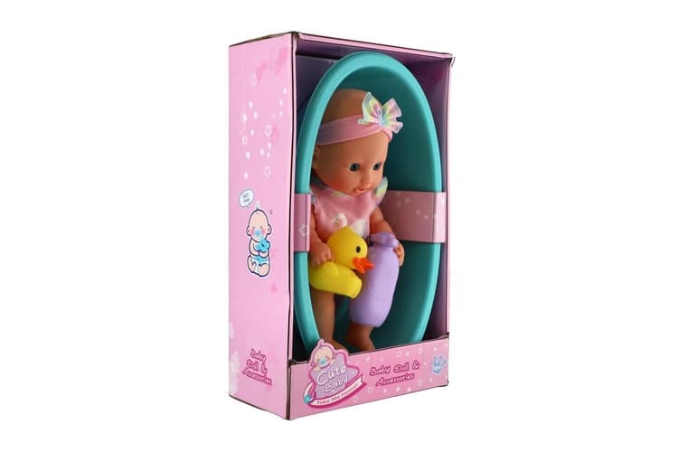 Păpușă bebeluș 26cm cu cadă de baie și accesorii