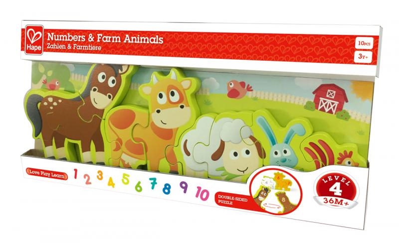 Puzzle Hape - Animali e numeri, 10 pezzi