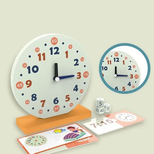 Horloge pédagogique en bois