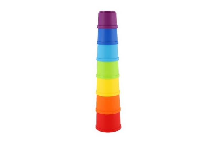 Wieża/Piramida kolorowa układanka 7szt plastikowa w pudełku 7x10x7cm 18m+