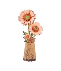 Puzzle din lemn RoboTime 3D Gerbera portocalie