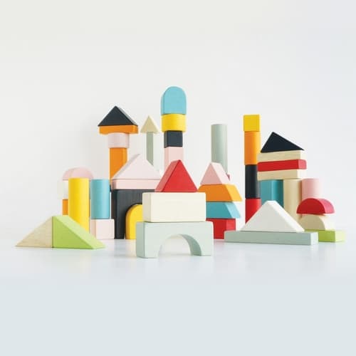 Le Toy Van Petilou Bloques de colores en bolsa de algodón 60 piezas