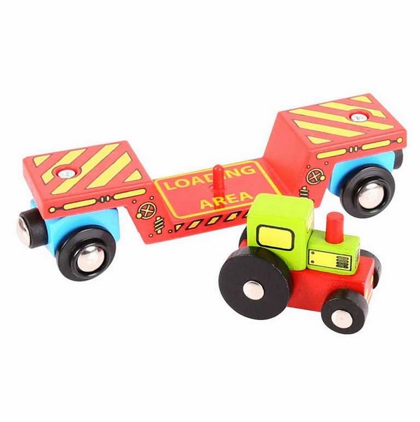 Wagon ferroviaire Bigjigs avec tracteur + 2 rails