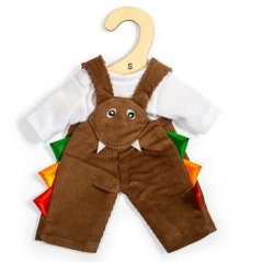 Bigjigs Toys Pantaloni maro din catifea cu bretele pentru păpușă de 28 cm