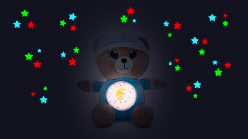 Teddy Bear Sleepy Bear Bleu avec lumière et son