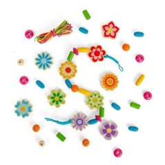 Bigjigs Toys Zestaw drewnianych koralików Summer Flowers