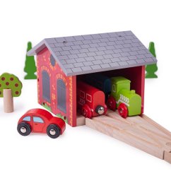 Bigjigs Rail Dépôt de briques pour deux trains