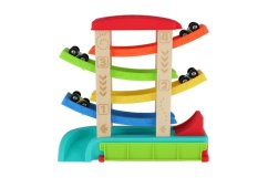 Pistă de curse în cascadă pentru mașini +mașină 4pcs lemn/plastic 33x32x10cm 18m+