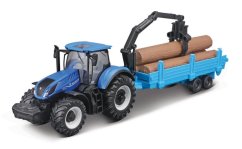 Bburago - FARMLAND, zestaw New Holland T7.315 HD z trzema przyczepami, 10 cm