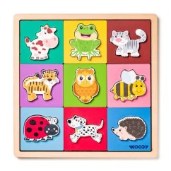 Puzzle ze zwierzętami, kształty-kolory