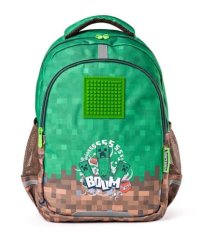 PIXIE CREW Školský batoh dvojkomorový, 2 zipsy, Minecraft