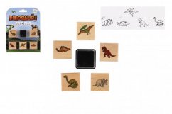 Razítka dřevěná  5+1 s poduškou dinosauři na kartě