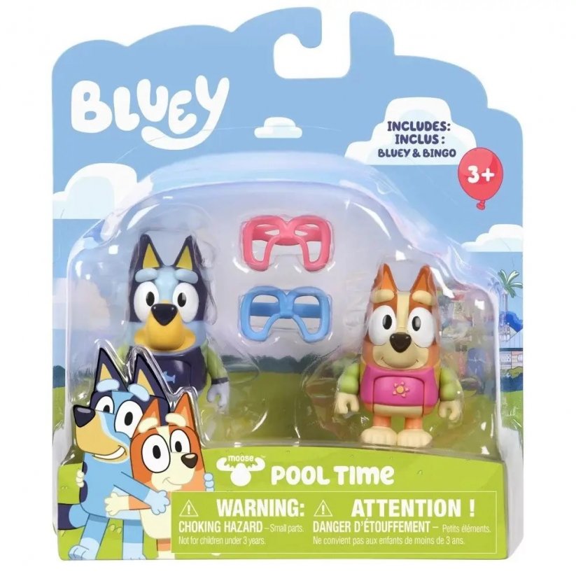 Bluey 2 figures Bluey et Bingo à l'heure de la piscine