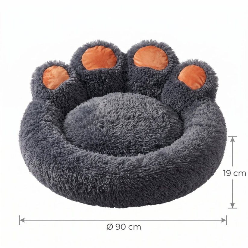 Pat pentru animale de companie „Lăbuță”, gri închis, 90 cm