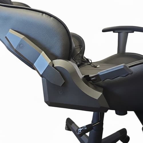 Gaming massázsfotel, fekete, lábtartóval