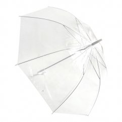 Teddies Deštník průhledný bílý plast/kov 82cm v sáčku