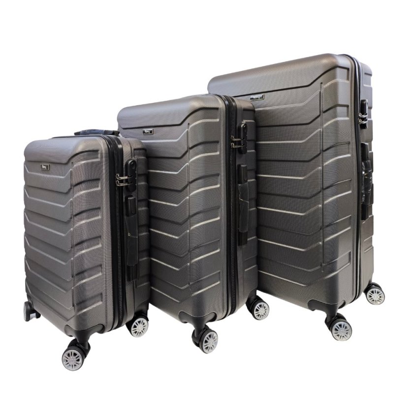 Bavy Cestovní kufr skořepinový Ribs Dark grey - set 3 ks