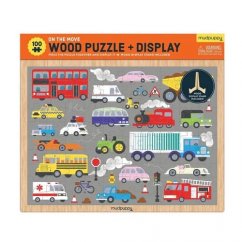 Mudpuppy Drewniane puzzle Pojazdy + Wyświetlacz 100 elementów