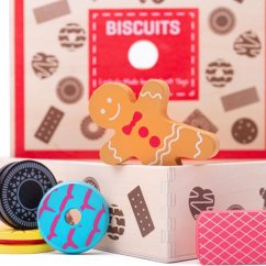 Boîte de jouets Bigjigs avec biscuits en bois