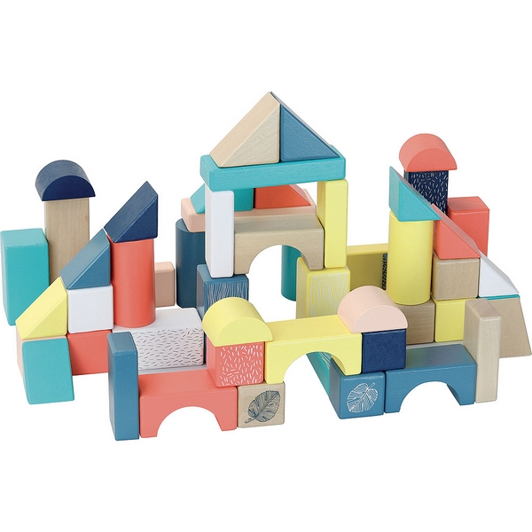 Vilac Cubes en bois colorés Canopée 54 pcs