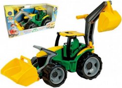 Lena 2080 Traktor vödörrel és kotróval, sárga és zöld színben