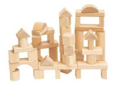 Woody Stavebné bloky prírodné v kartóne, 50 kusov