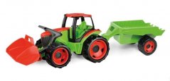 Traktor Lena z łyżką i wózkiem, czerwono-zielony